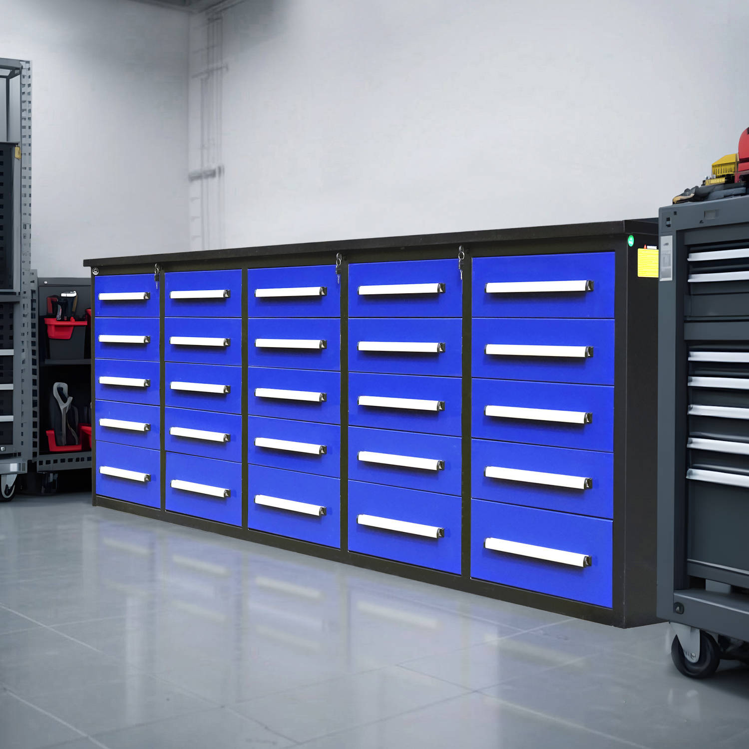 10 ft Heavy Duty Workbench with 25 Drawers - Garage Rebel