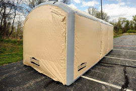 24' Extra Wide Arch Roof 9' High Outdoor Showcase (24x12x7' with 9' Arch) (84" Drive In Height & 120" Drive In Width)