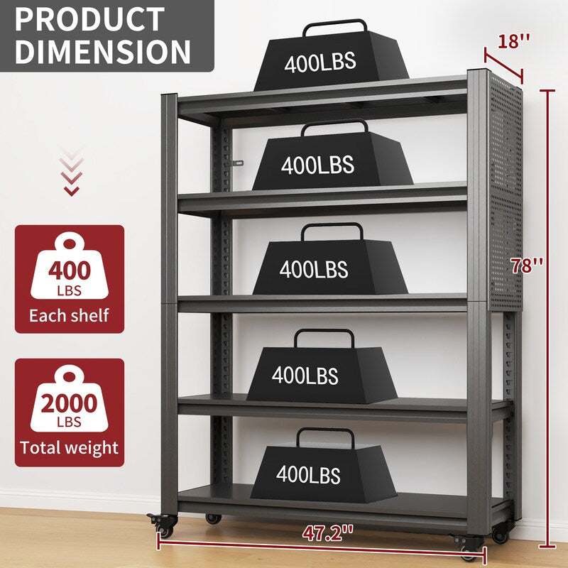 FS26-WP 2'×6' 5-Tier Heavy-Duty Metal Shelf