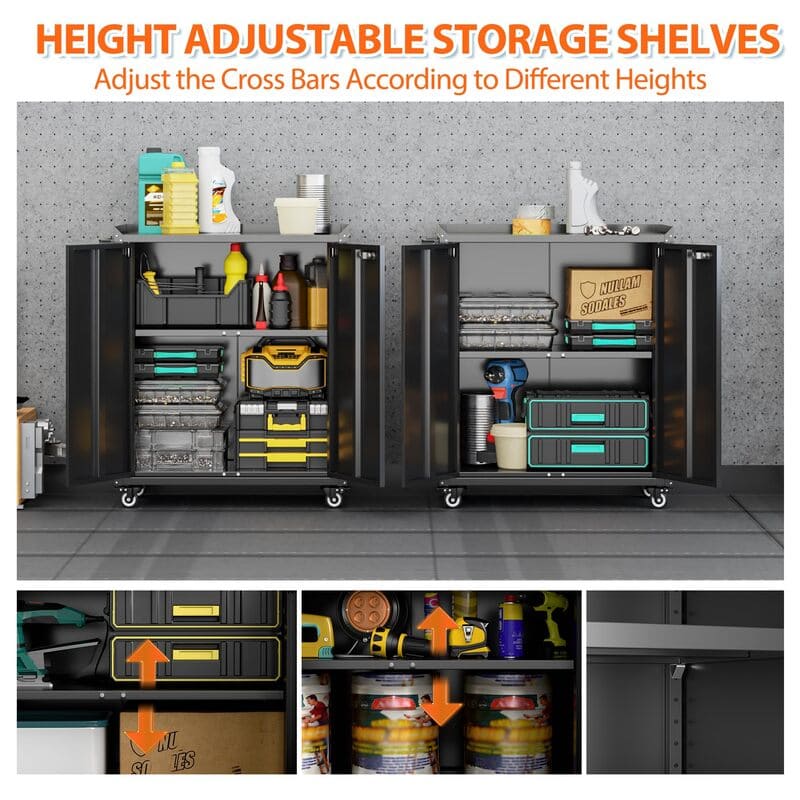 TC2B Metal Rolling Tool Cabinet with Pegboard
