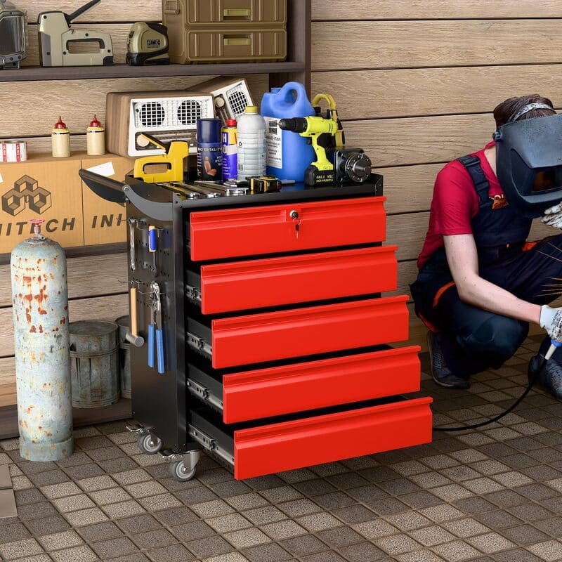 TC5B Metal Rolling Tool Chest with 5 Drawers and Lock