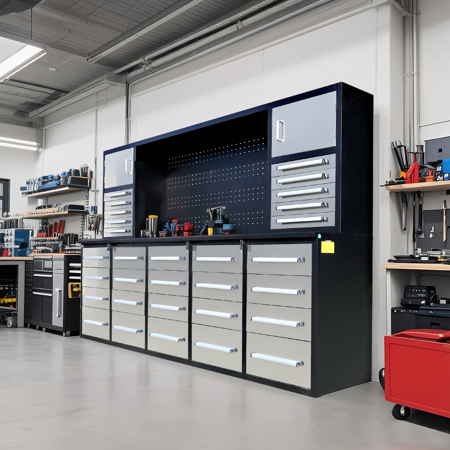 10ft Garage Cabinet (30 Drawers, 2 Cabinets & 1 Pegboard) - Garage Rebel
