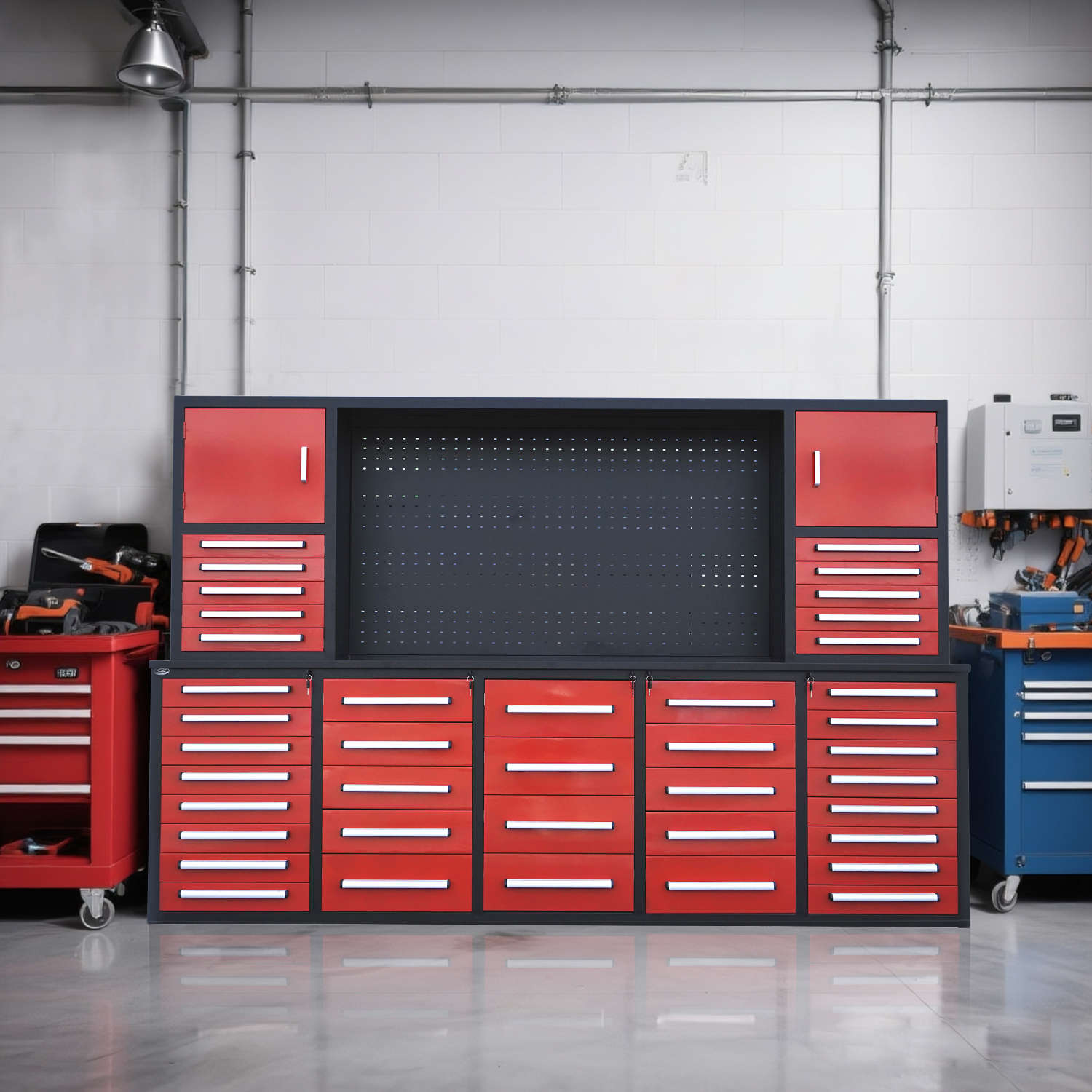 10ft Garage Cabinet (40 Drawers, 2 Cabinets & 1 Pegboard) - Garage Rebel