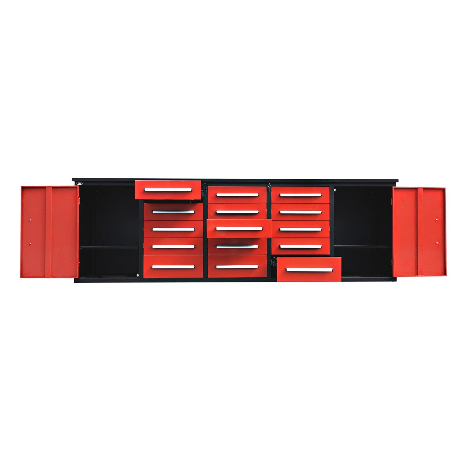 10ft Workbench Storage Cabinet with 15 Drawers & 2 Cabinets - Garage Rebel