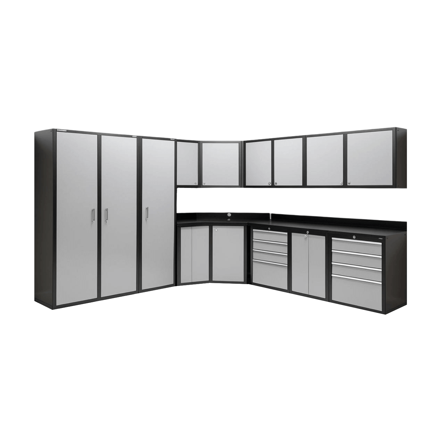 11 Piece - Corner Garage Storage Cabinet Set - Garage Rebel