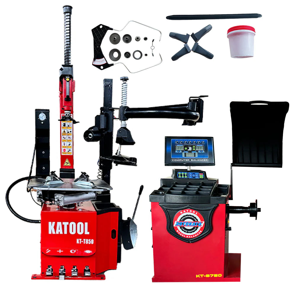 Combo 9: Tire Changer KT-T850 & Wheel Balancer KT-B750 w/ adaptors