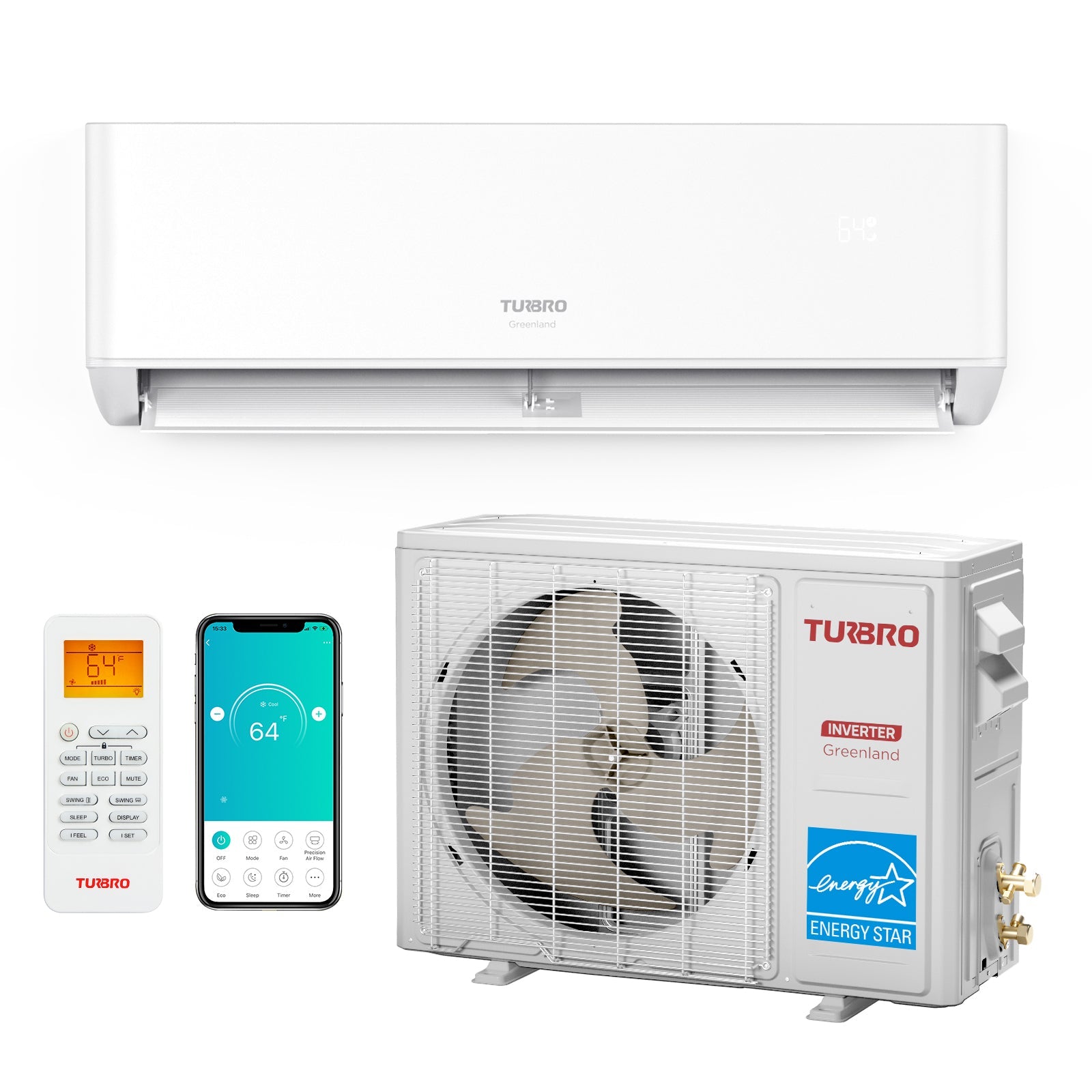 Greenland 9,000 BTU WiFi Ductless Mini Split AC with Heat Pump (R454B)