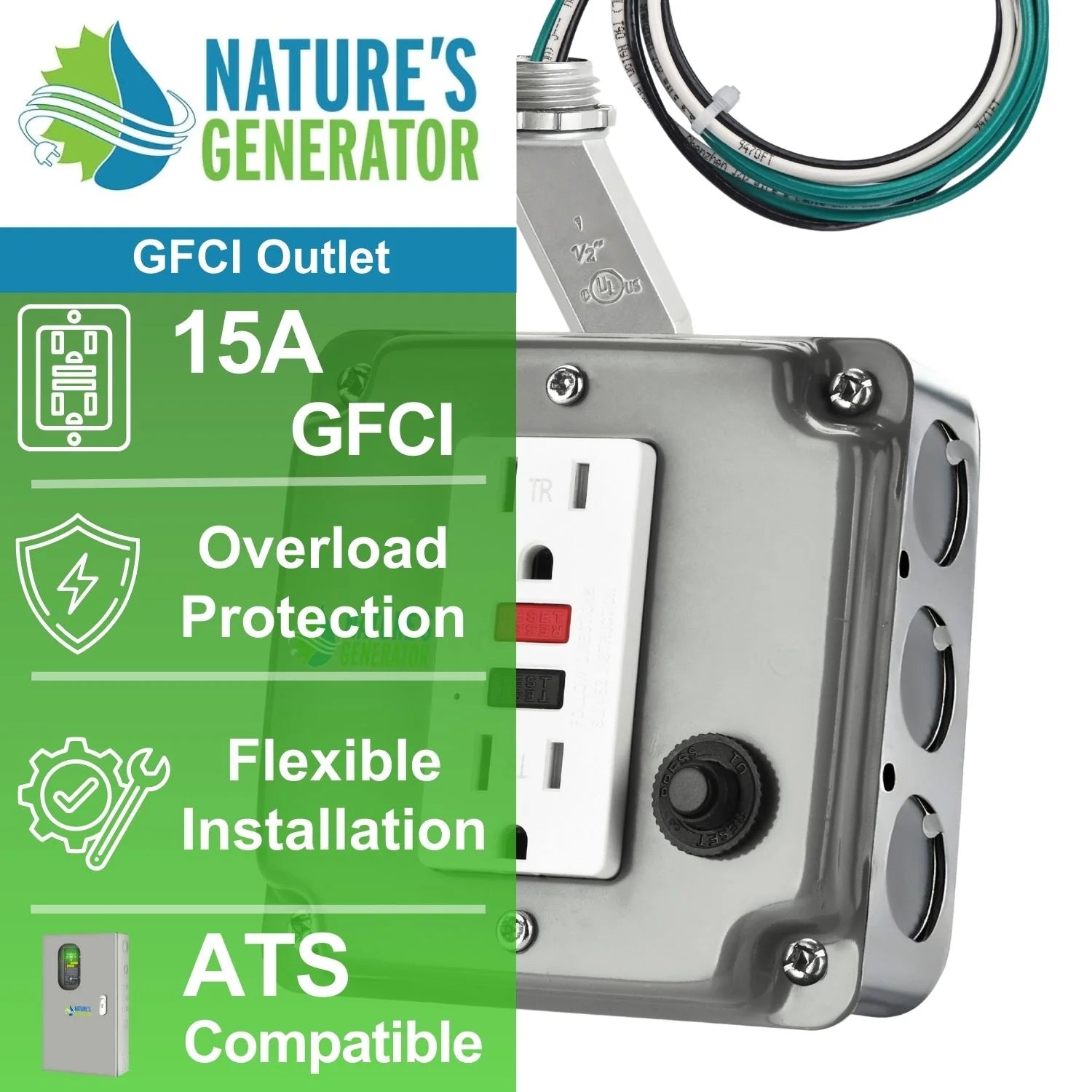 Nature's Generator 15A GFCI Power Outlet Box