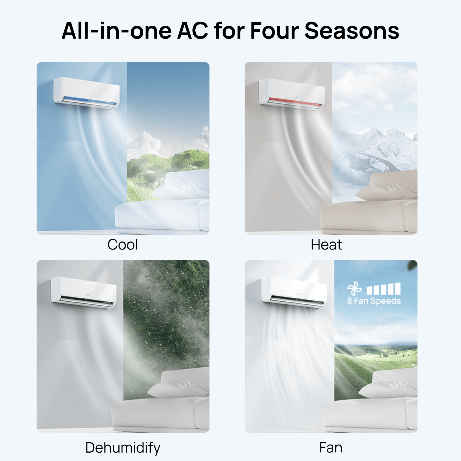 Greenland 9,000 BTU WiFi Ductless Mini Split AC with Heat Pump (R454B)