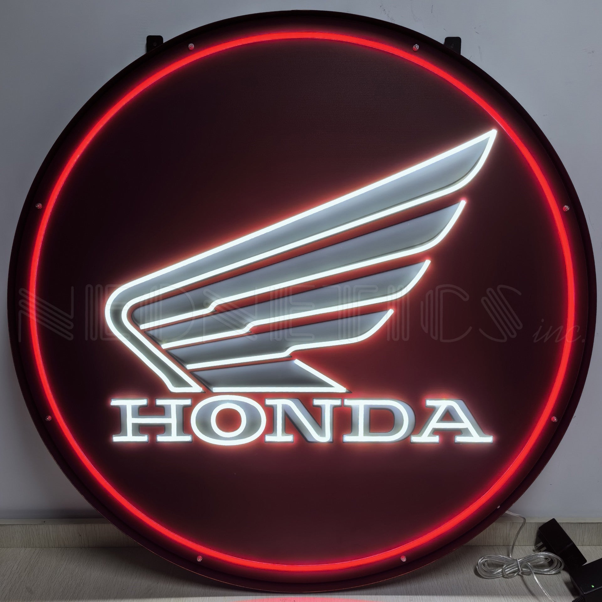HONDA WINGS 36 INCH ROUND LED FLEX-NEON SIGN IN STEEL CAN