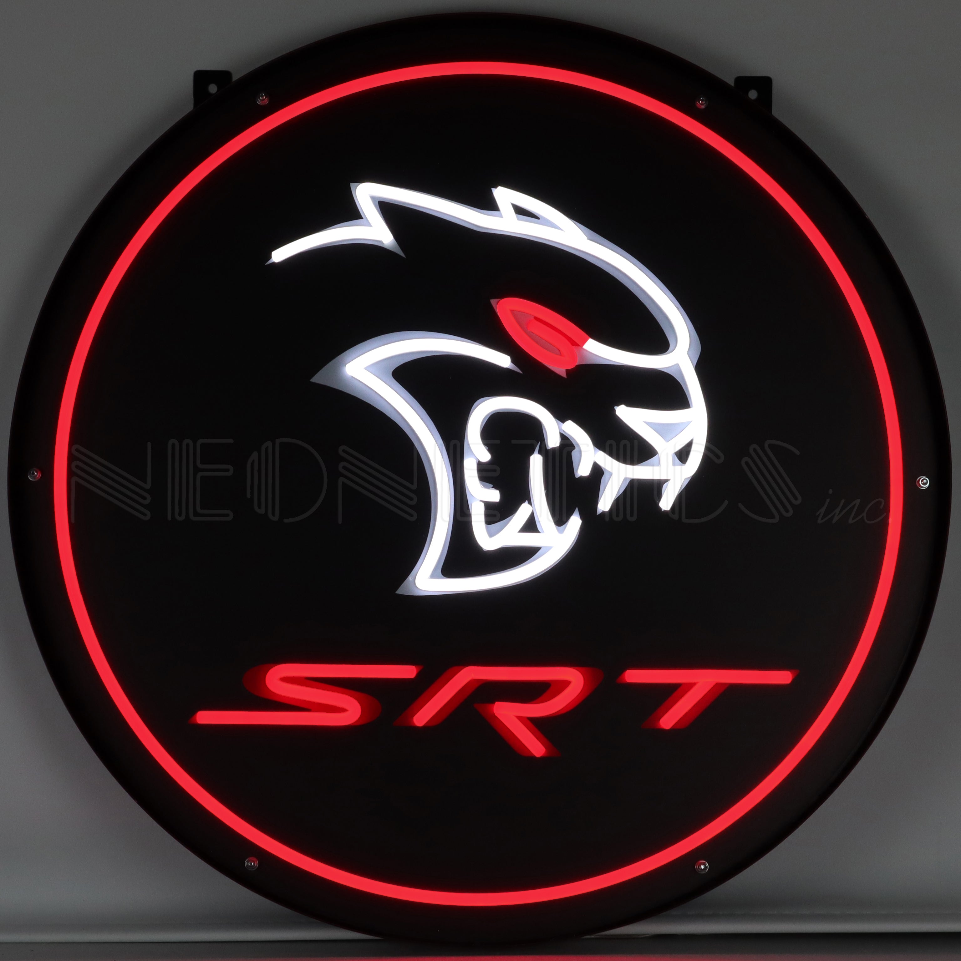 DODGE SRT RED EYE ROUND LED FLEX-NEON SIGN IN STEEL CAN
