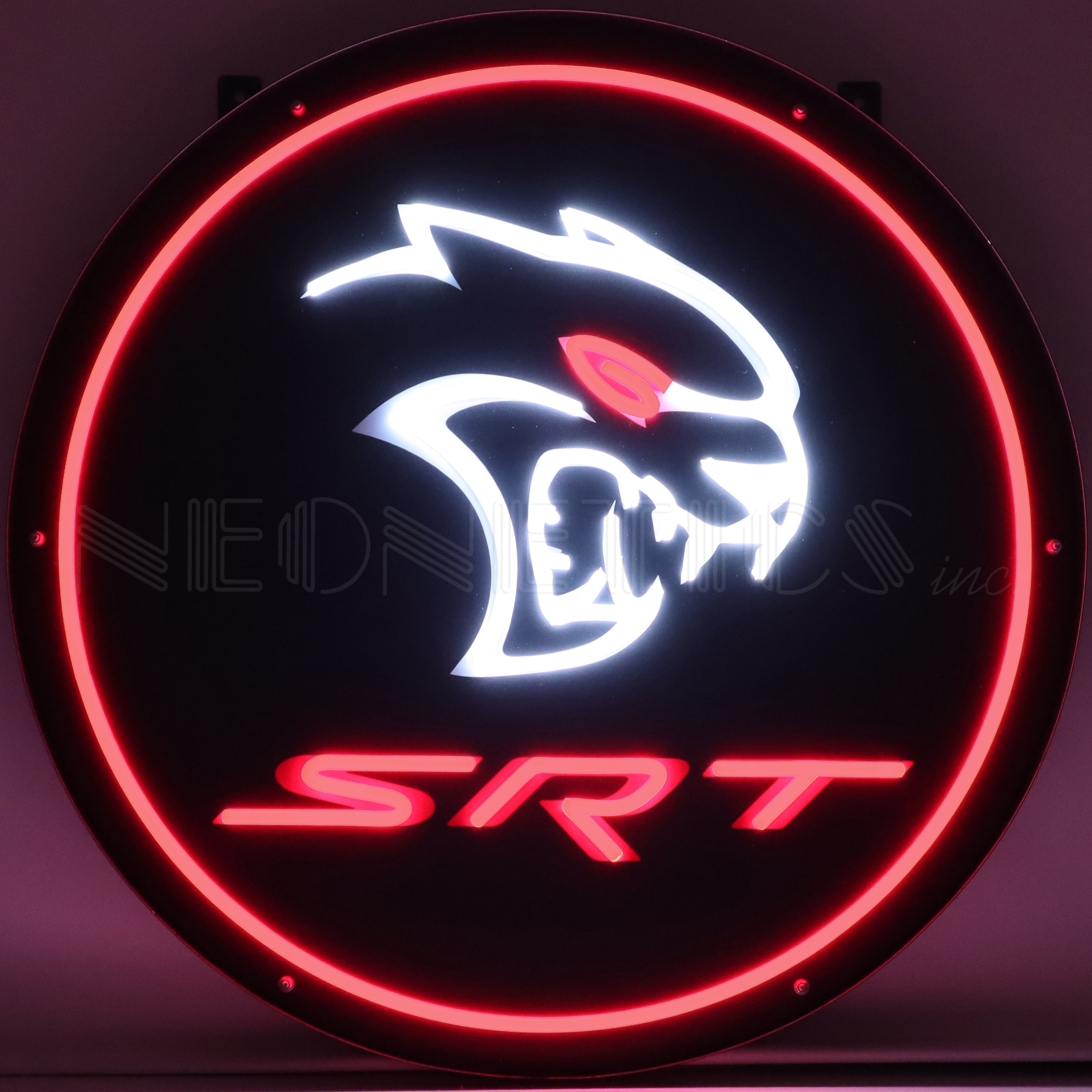 DODGE SRT RED EYE ROUND LED FLEX-NEON SIGN IN STEEL CAN