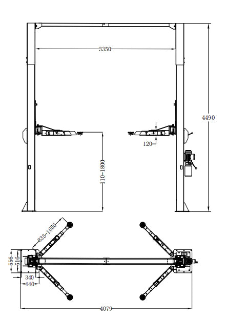 KT-M150D 15,000 lbs Two Post Lift