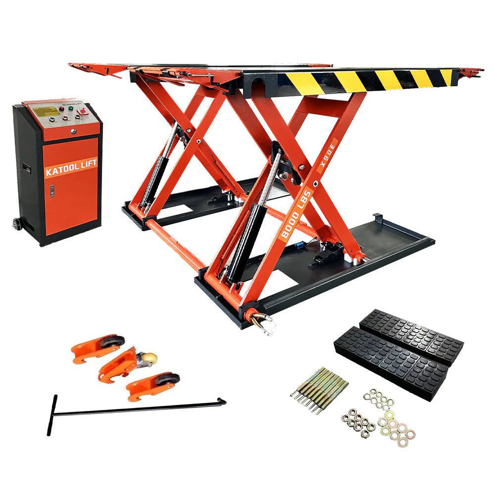 KT-X90E - 8000 lbs Mid Rise Scissor Lift Electric 110v 47'' Release Auto Lift Car Lift