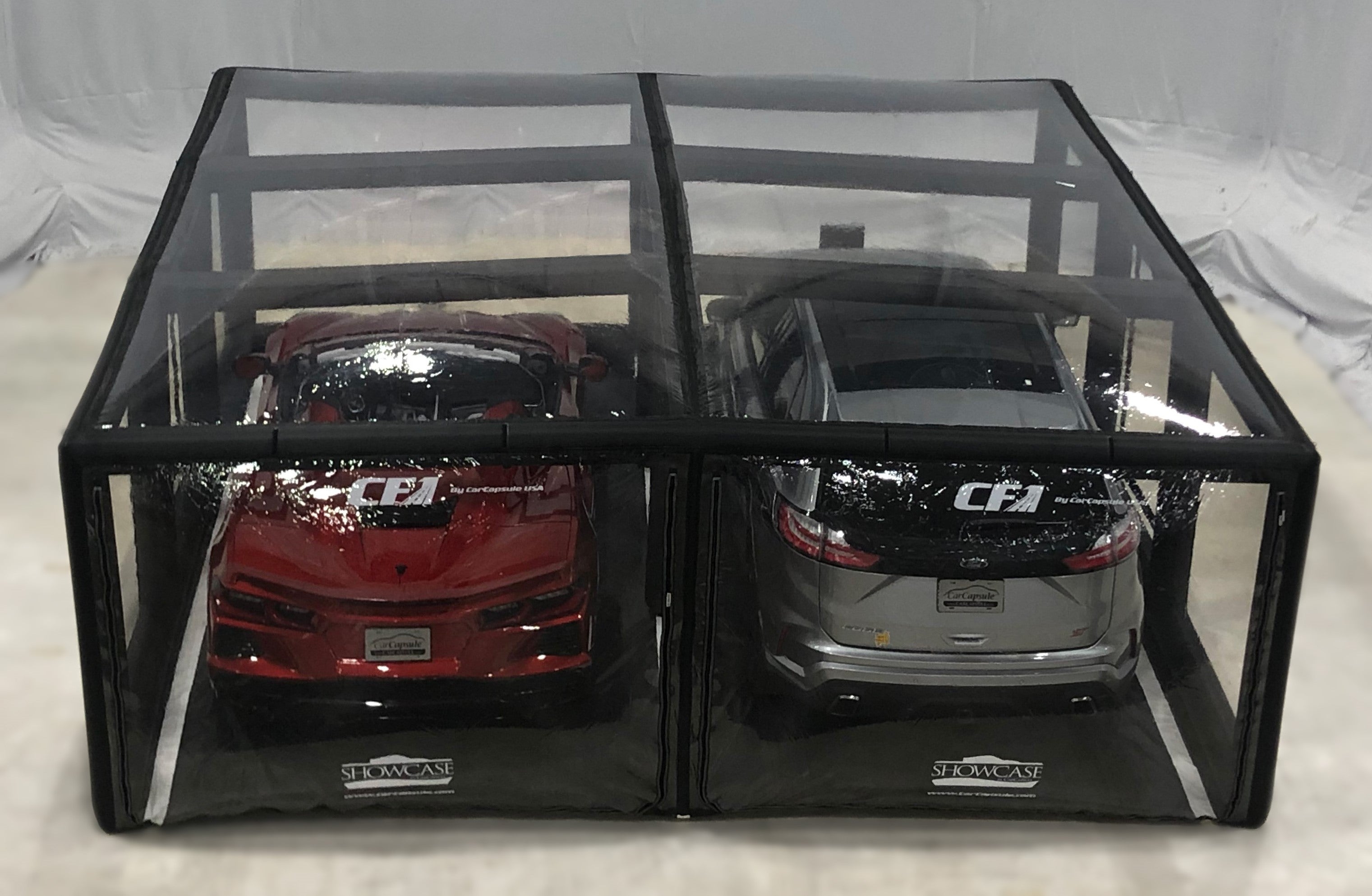 18' Indoor Double Wide CF1 Showcase includes (2) Intellicharger, Led Kit & Road Emblazoned Floor (Patent Pending)