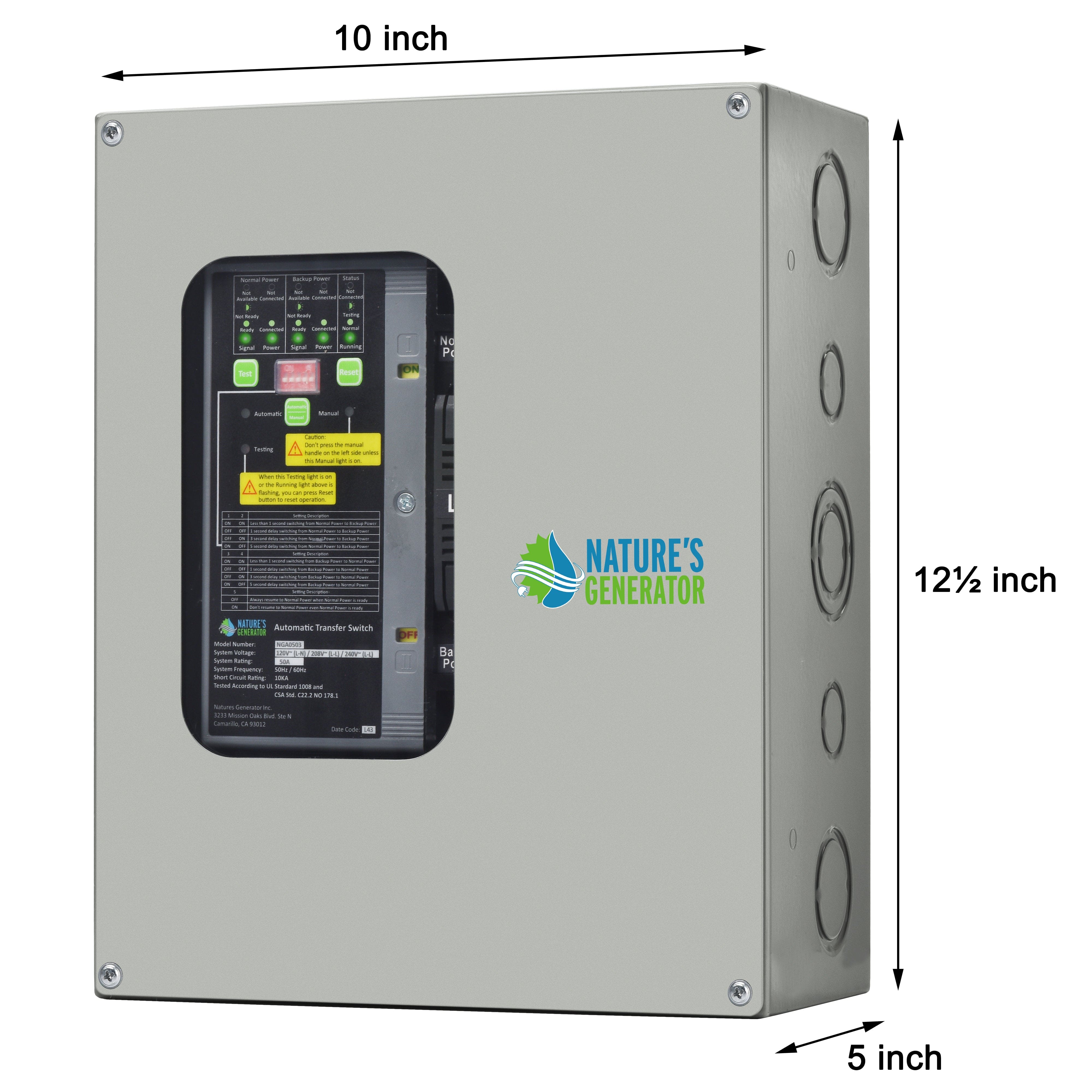 50A Compact Automatic Transfer Switch for Home, RV & Marine