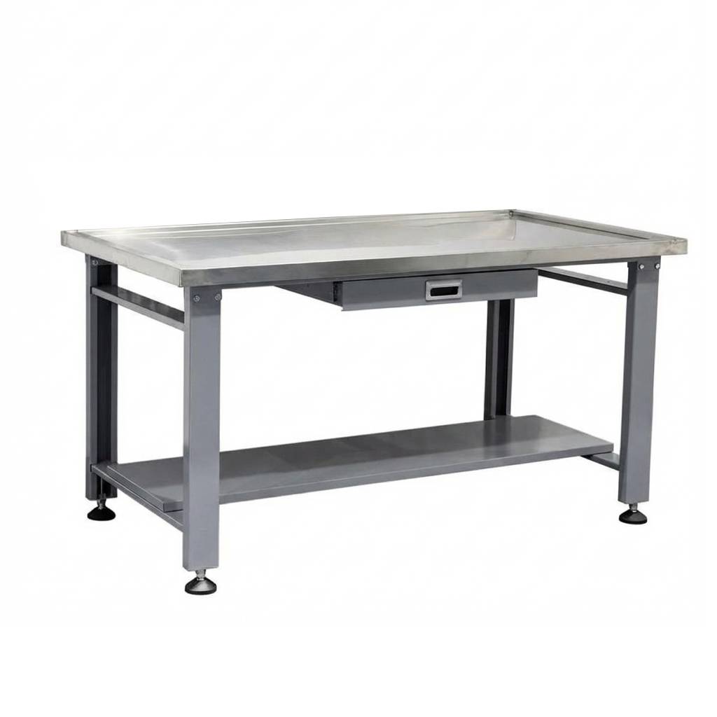 59 inch Large Heavy Duty Machine Teardown Table with Drain Hole - Garage Rebel