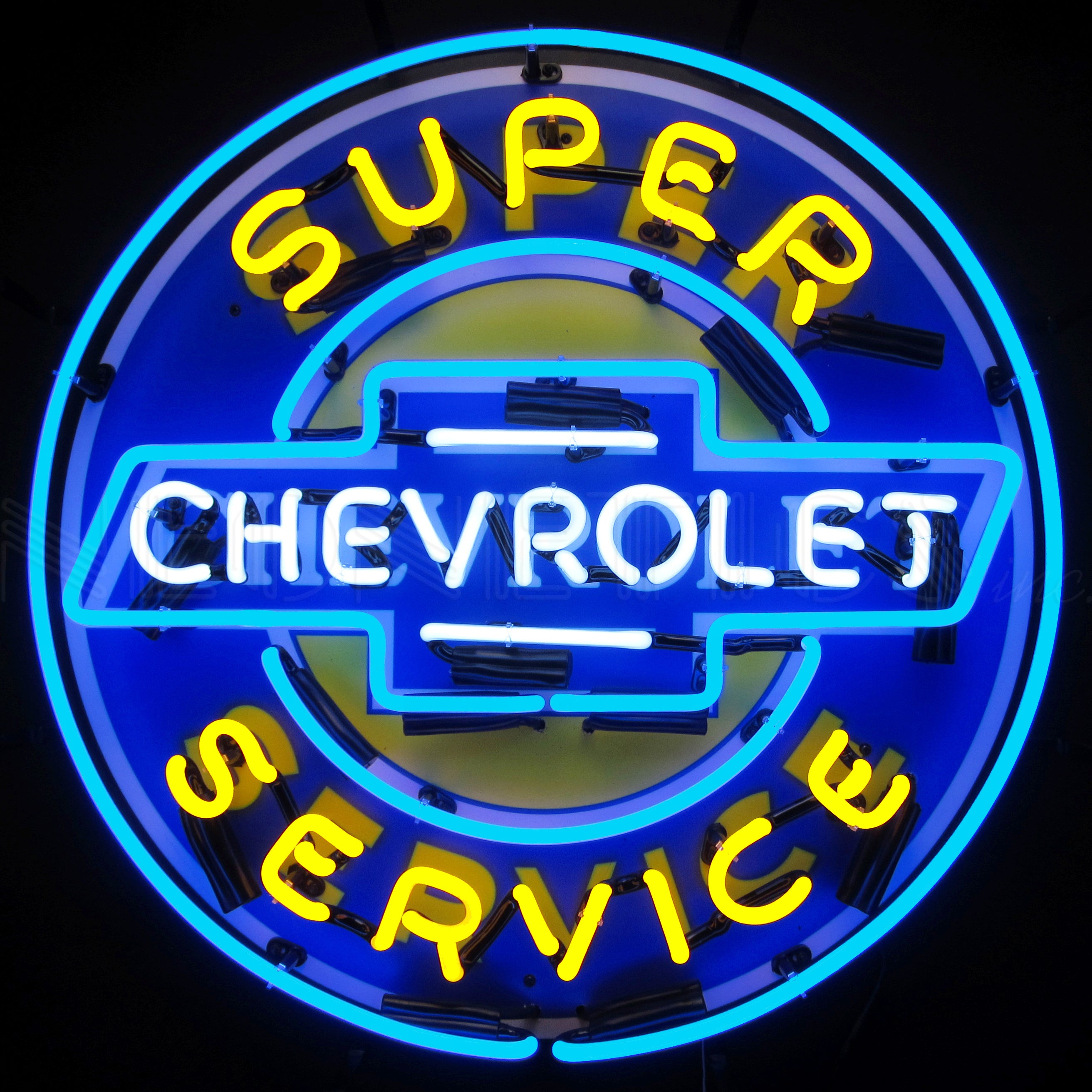 SUPER CHEVY SERVICE NEON SIGN WITH BACKING
