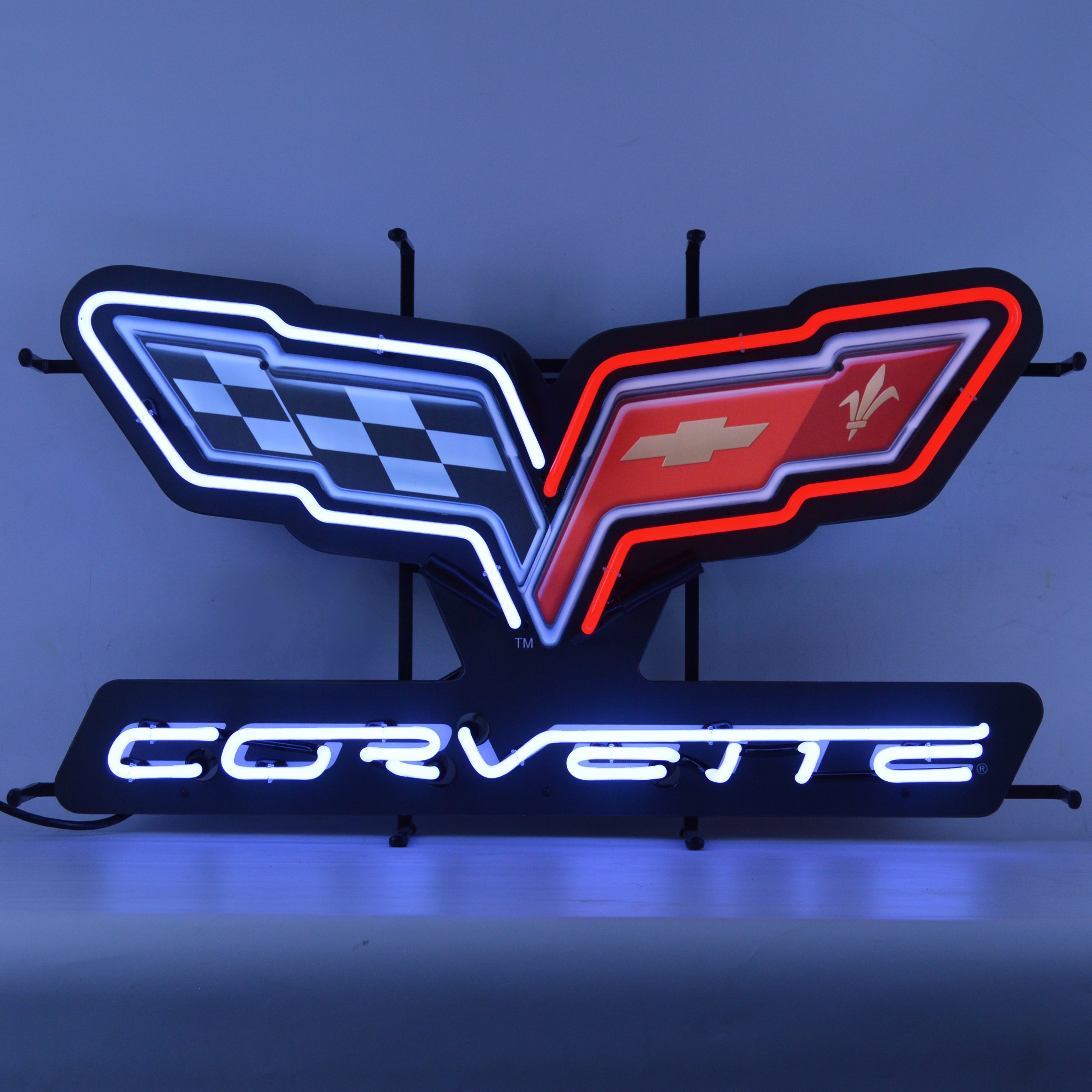 CORVETTE C6 FLAGS NEON SIGN WITH BACKING