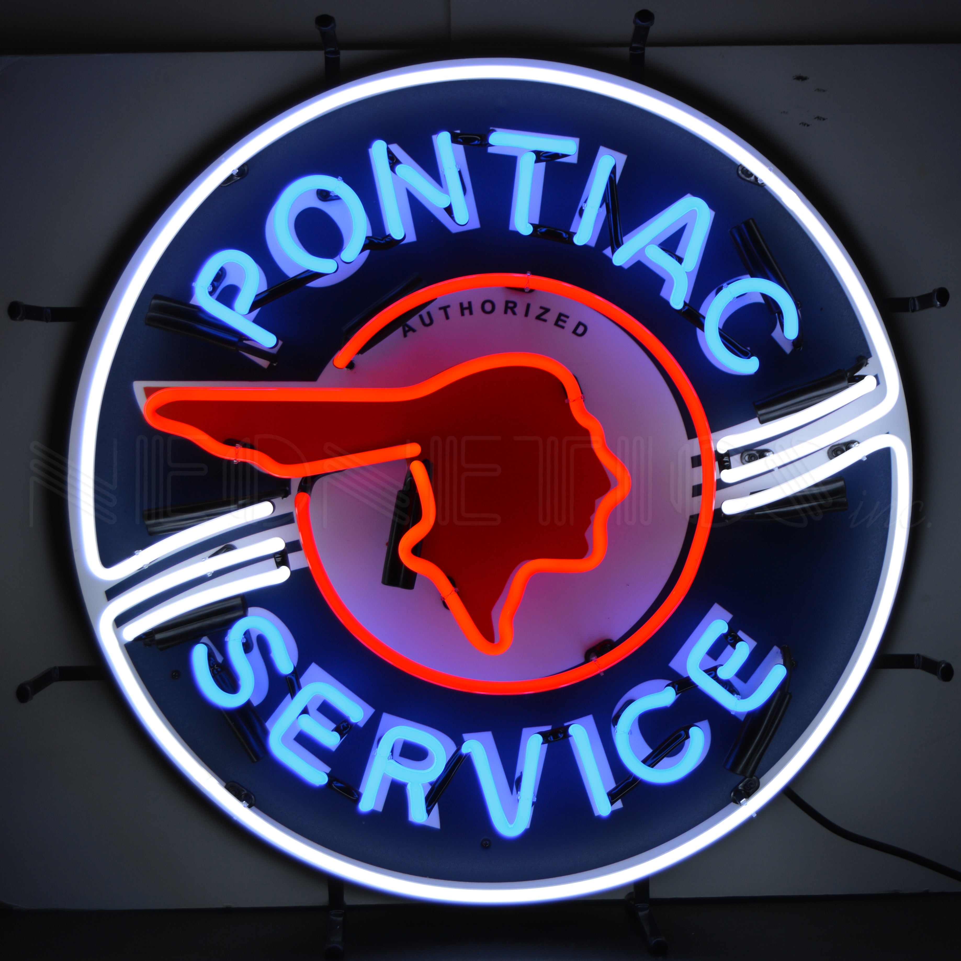 PONTIAC SERVICE NEON SIGN WITH BACKING