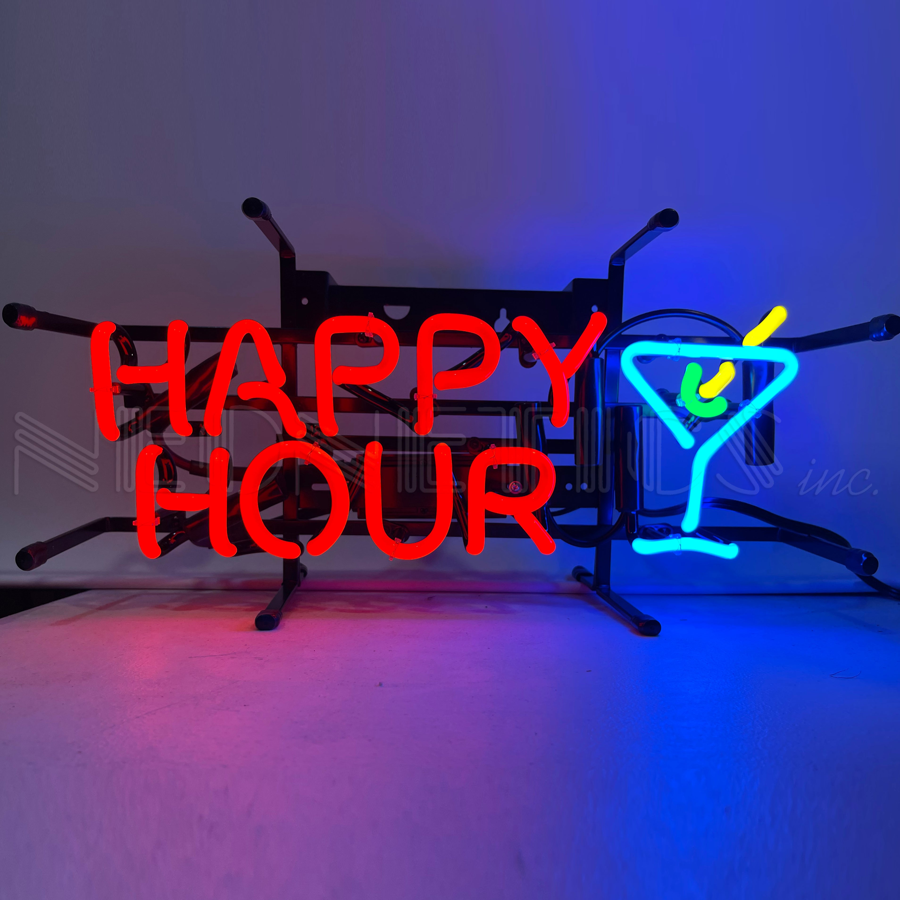 HAPPY HOUR PREMIUM JUNIOR NEON SIGN ON GRID