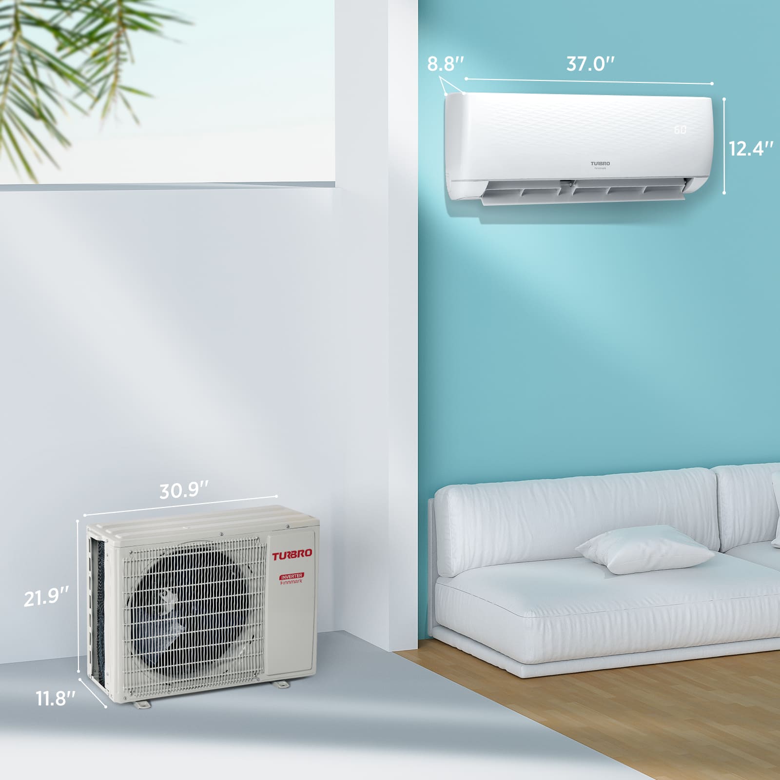 Finnmark 18000 BTU WiFi Ductless Mini Split AC with Heat Pump, 230V (R32)