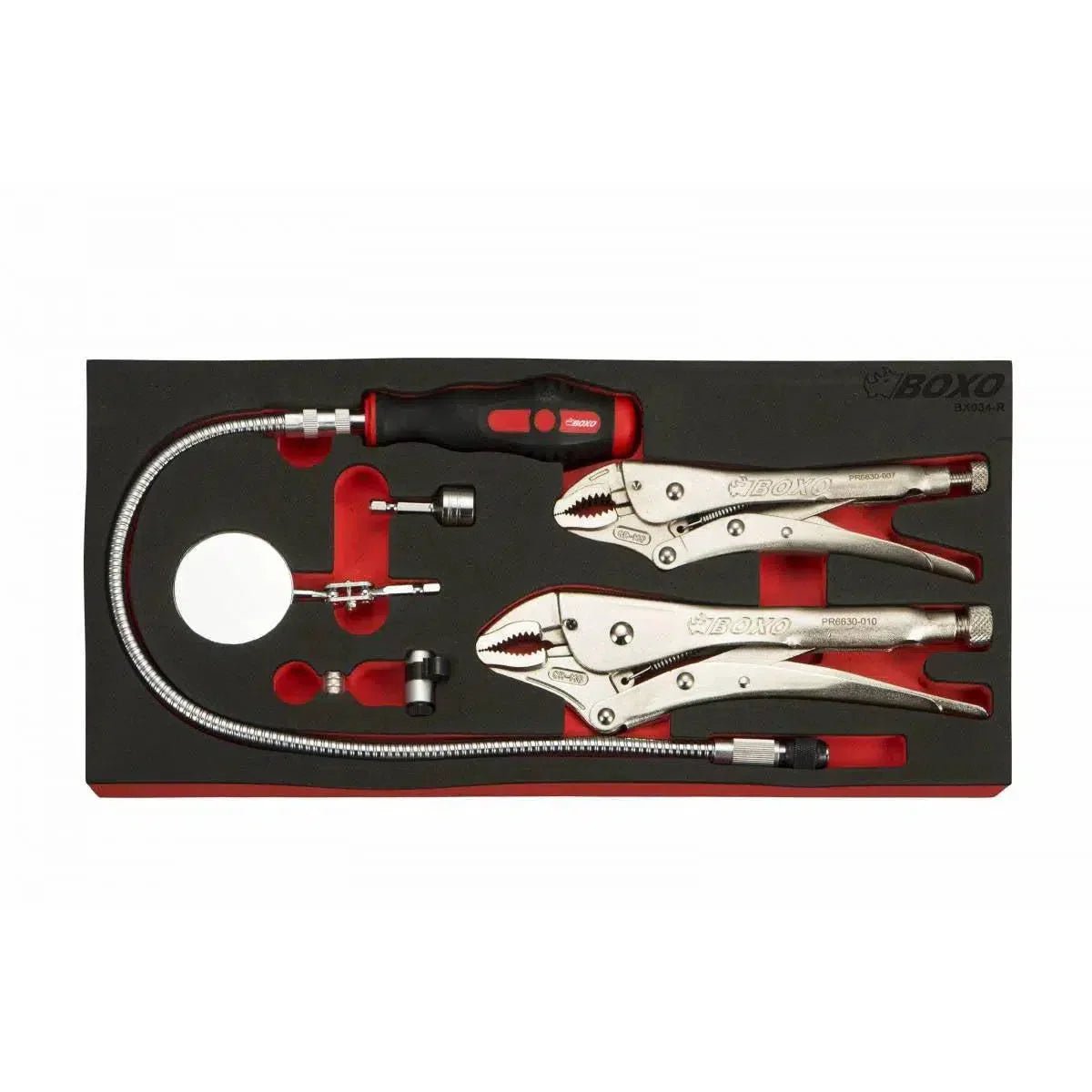 6 - Piece Locking Plier & Interchangeable Head 1/4" Flexible Driver Set | 1/3rd EVA Foam - Garage Rebel