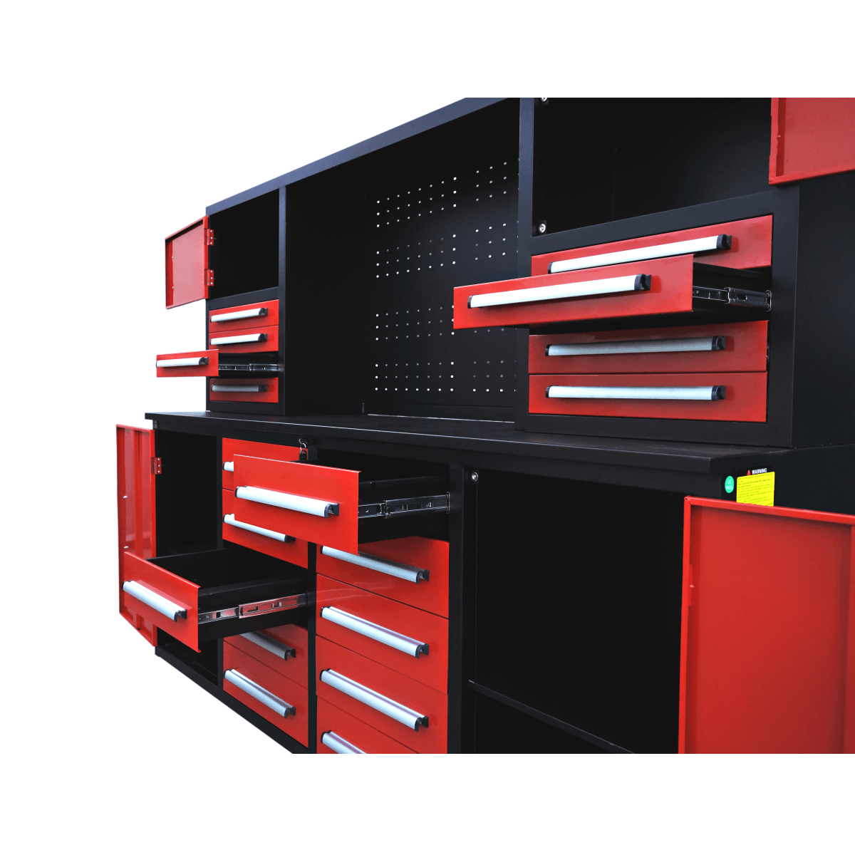7 ft Garage Cabinet (18 Drawers & 4 Cabinets & Pegboard) - Garage Rebel