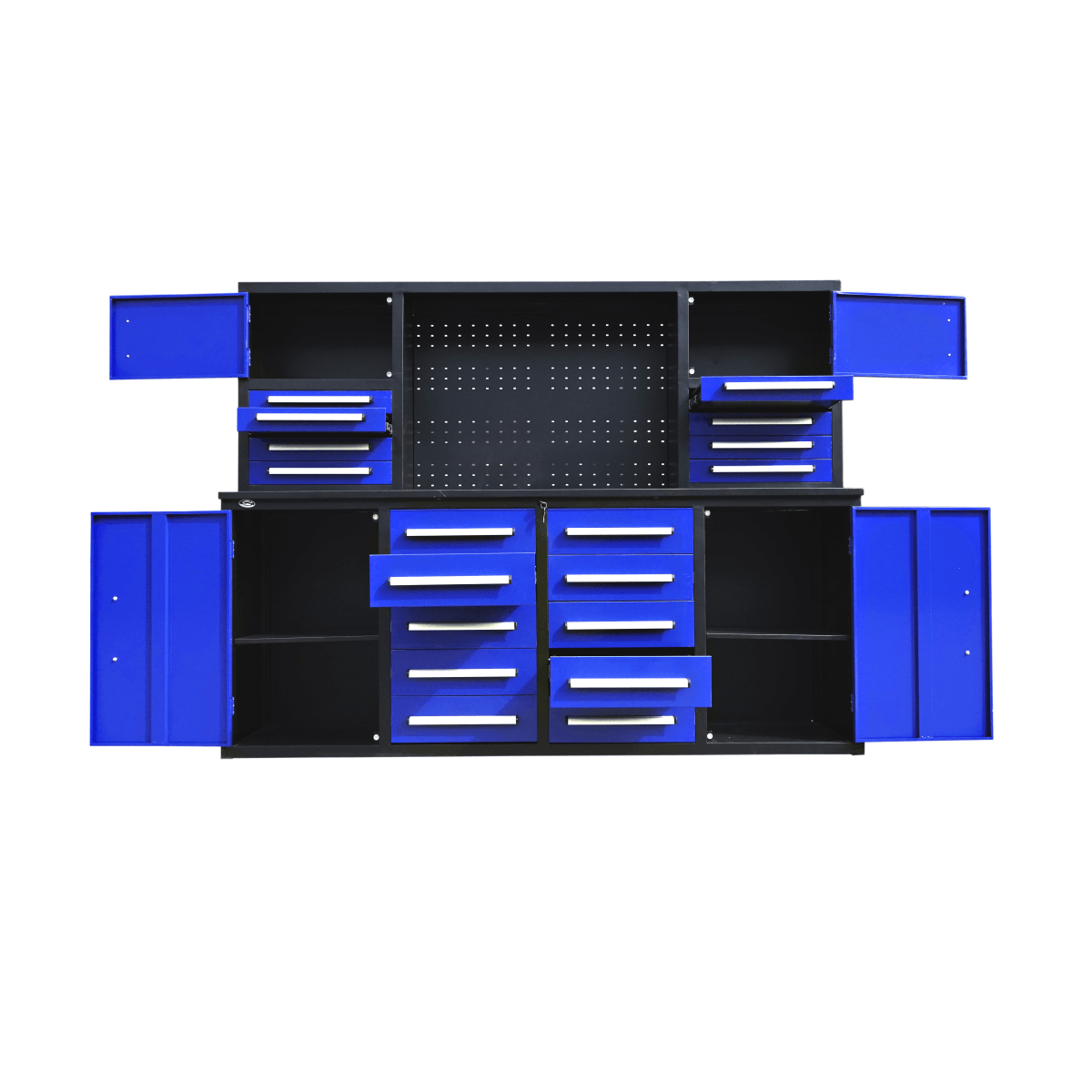 7 ft Garage Cabinet (18 Drawers & 4 Cabinets & Pegboard) - Garage Rebel