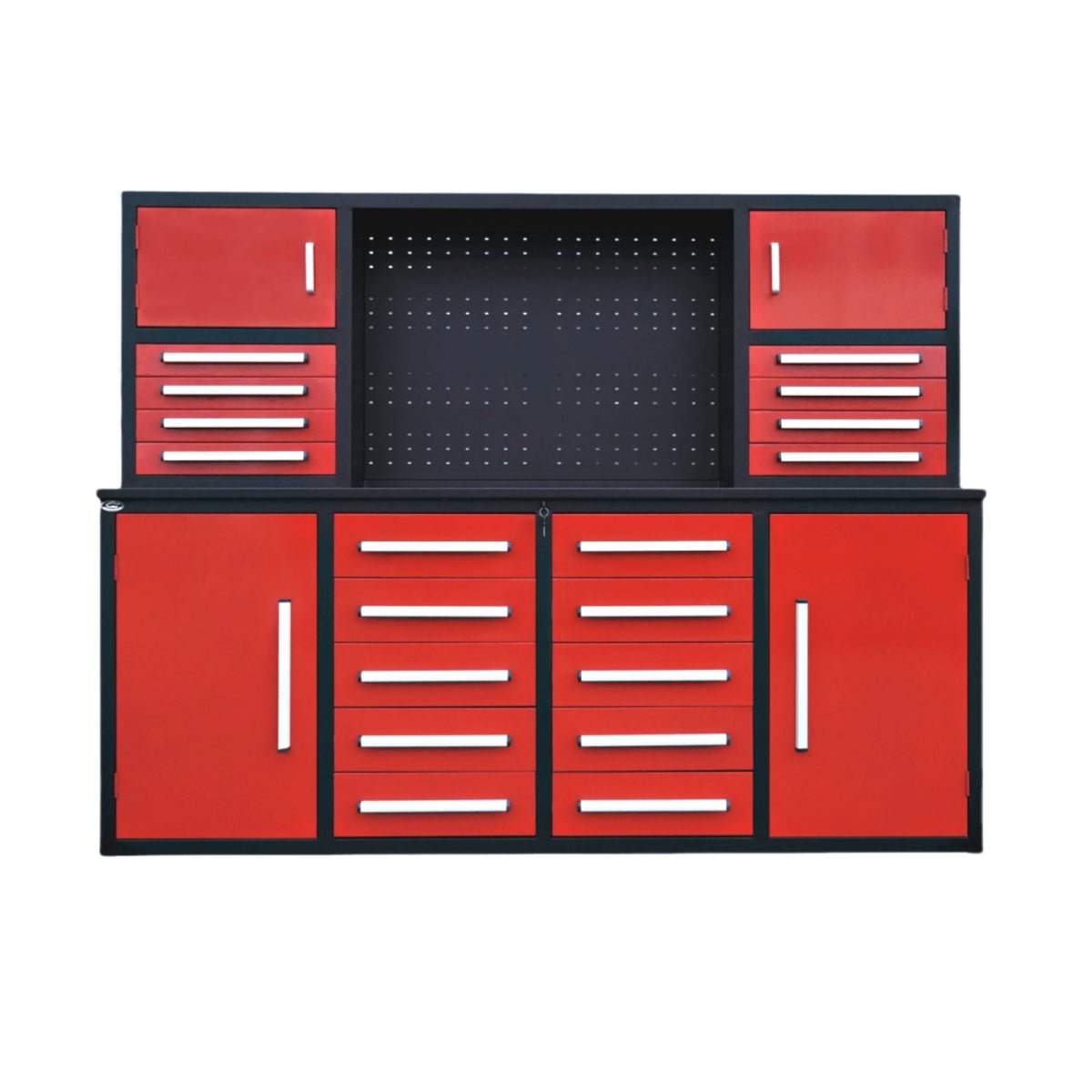 7 ft Garage Cabinet (18 Drawers & 4 Cabinets & Pegboard) - Garage Rebel