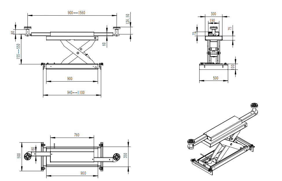 KT-4H150 Heavy Duty 4-Post Alignment Lift 15,000lbs Capacity (Rolling Jack Included)