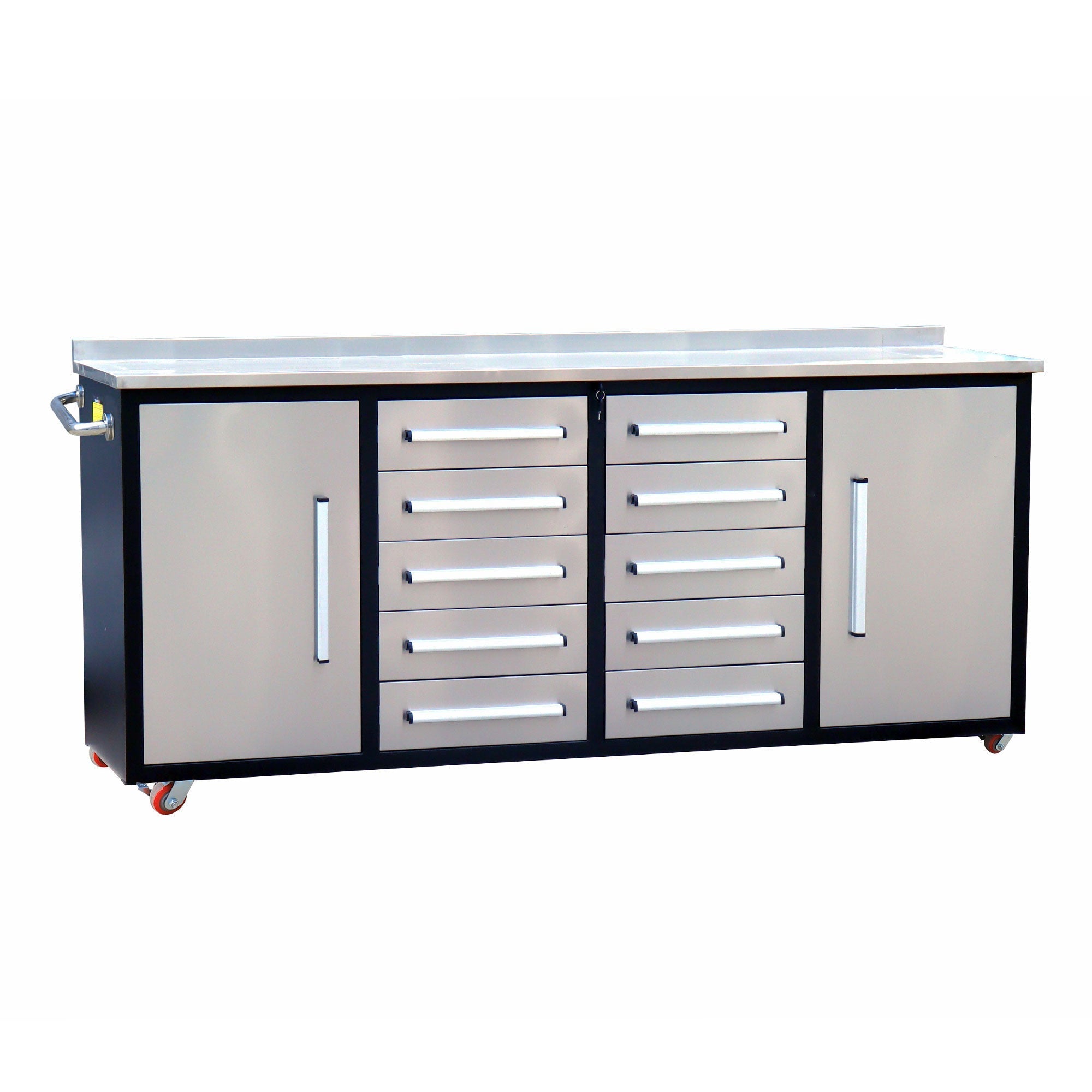 7ft Heavy Duty Workbench with 10 Drawers & 2 Cabinets - Garage Rebel