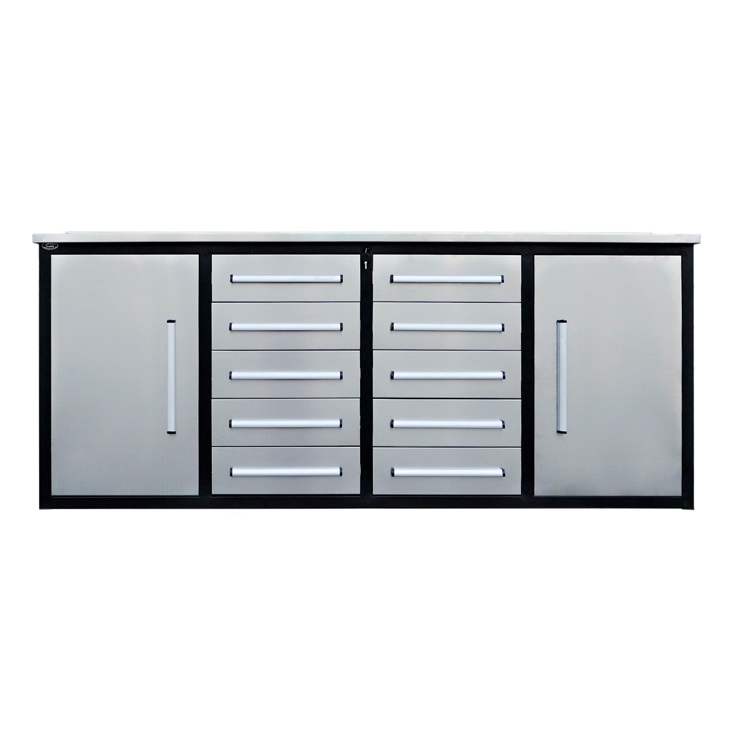 7ft Heavy Duty Workbench with 10 Drawers & 2 Cabinets - Garage Rebel
