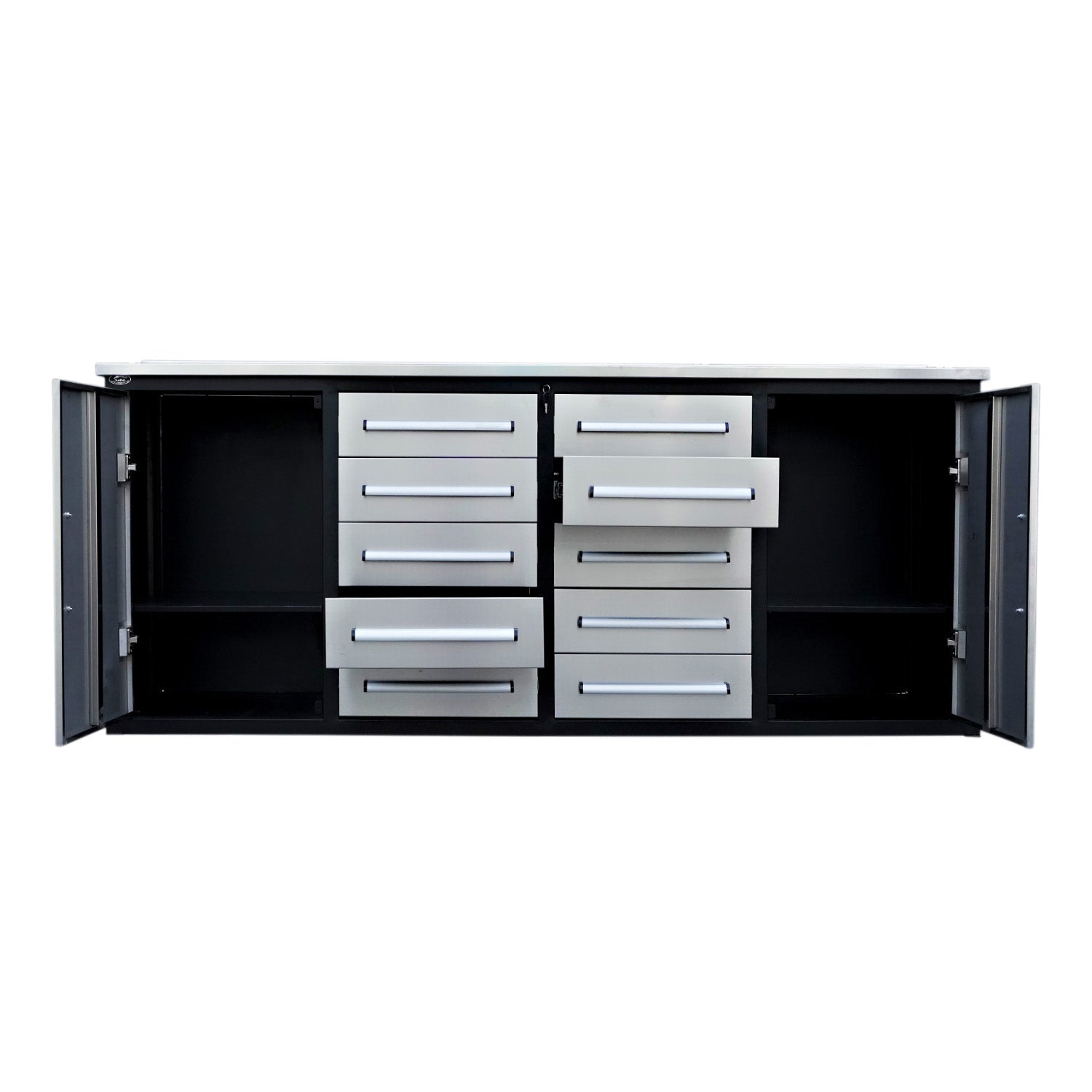 7ft Heavy Duty Workbench with 10 Drawers & 2 Cabinets - Garage Rebel