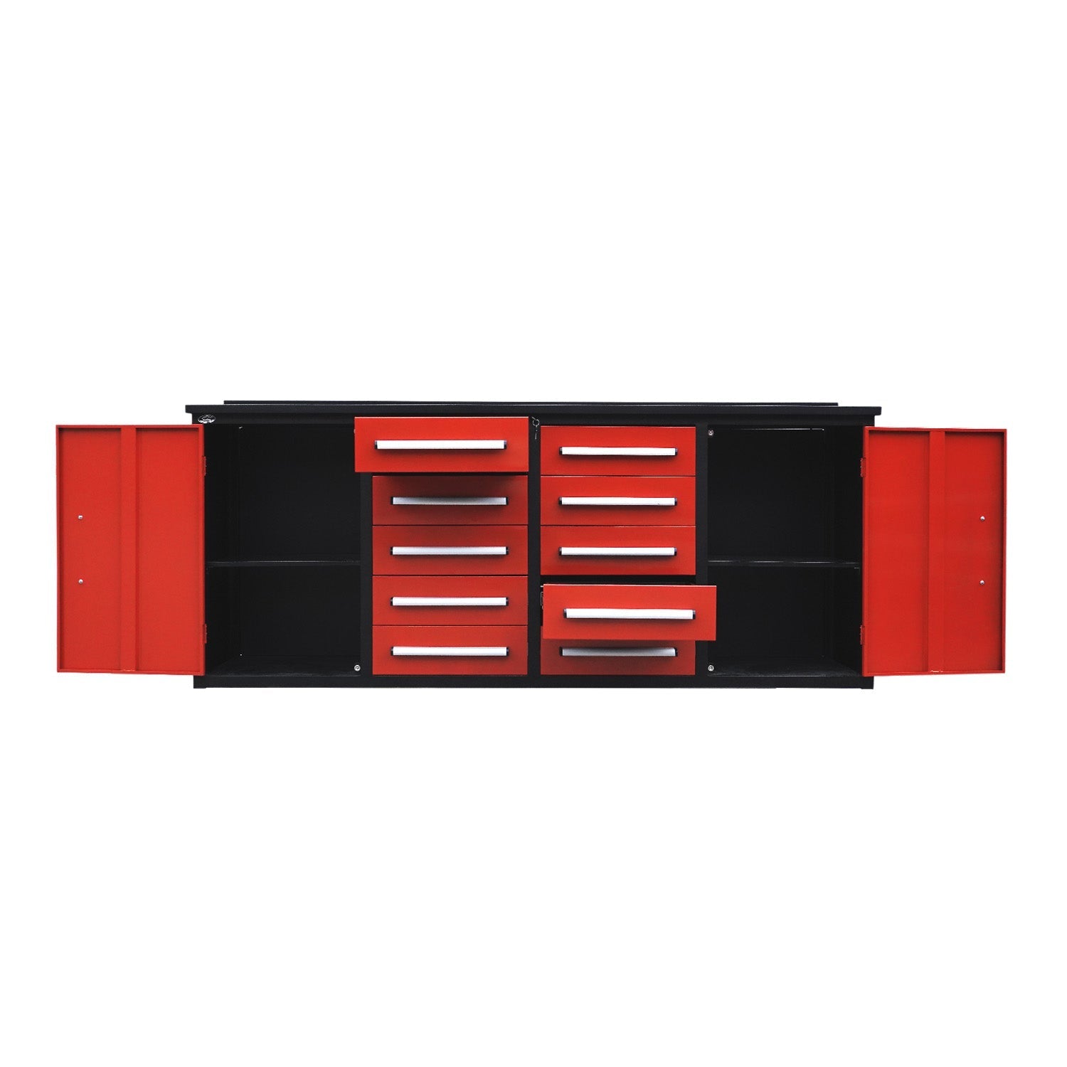 7ft Heavy Duty Workbench with 10 Drawers & 2 Cabinets - Garage Rebel