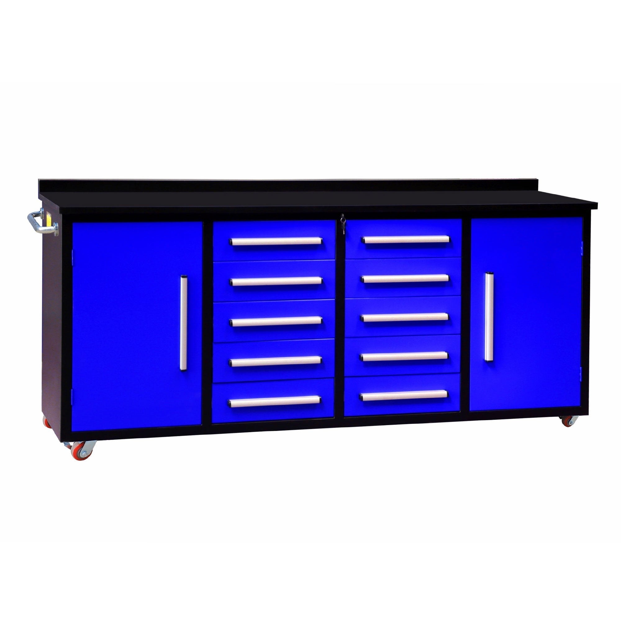 7ft Heavy Duty Workbench with 10 Drawers & 2 Cabinets - Garage Rebel