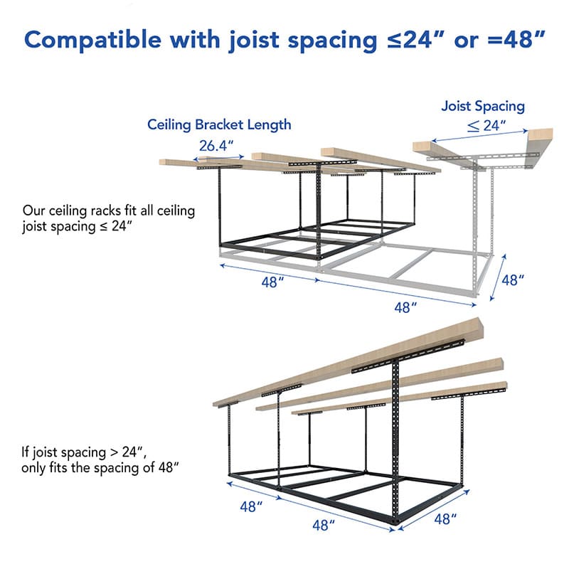GR48F Basic 4' x 8' Overhead Garage Storage Rack