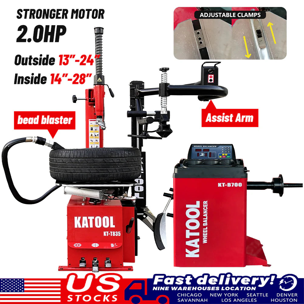 Combo 13: Tire Changer KT-T835 & Wheel Balancer KT-B700 w/ adaptors