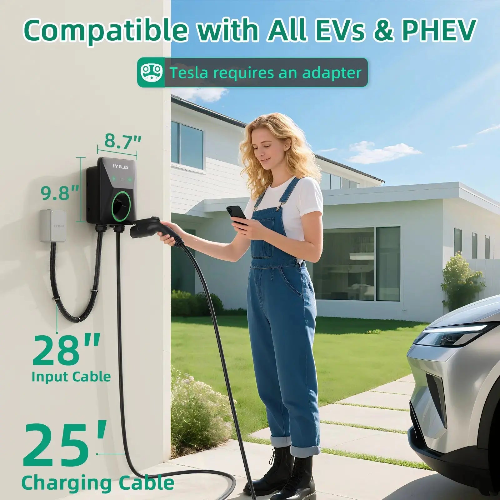 IYILO Pro EV Charger Level 2 Hardwired with Energy Meter (48A)