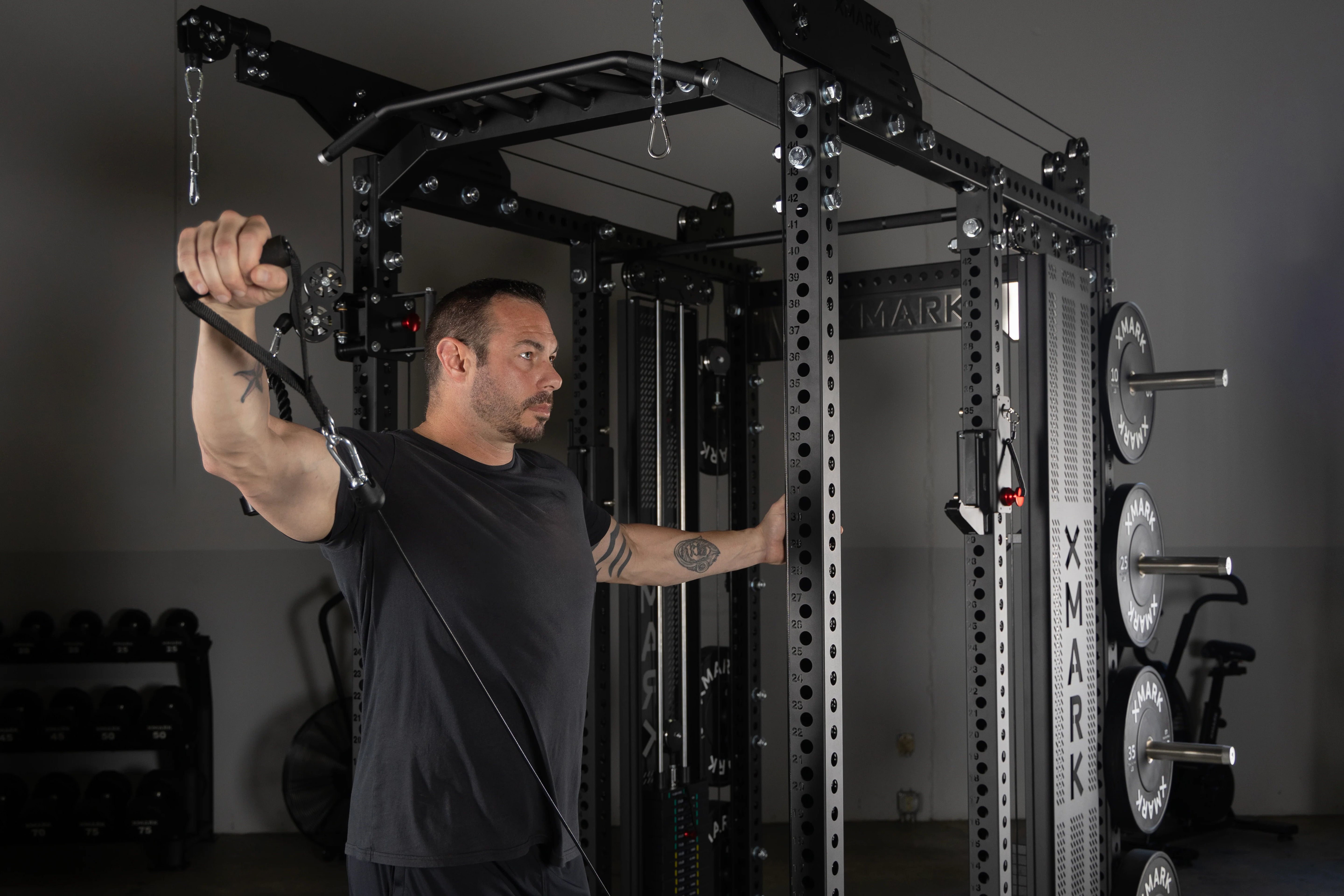 Commercial Power Rack Cable Machine, 440 lbs Total Stack Weight