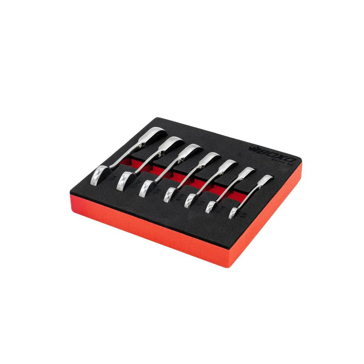 7-Piece Stubby SAE Reversible Ratcheting Combo Wrench Set | 1/9th EVA Foam