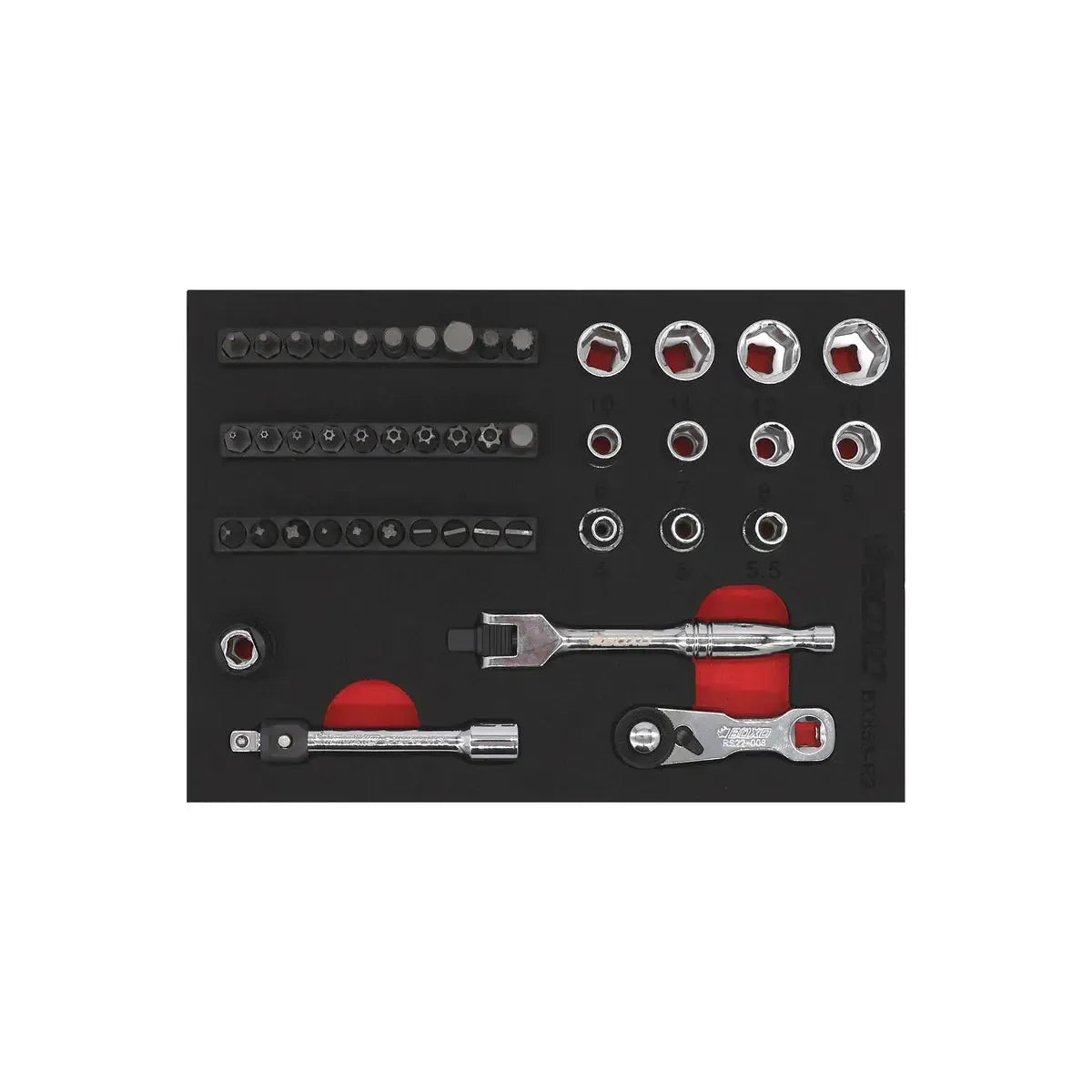 45-Piece Super Stubby Metric Ratchet Set | 1/9 Drawer EVA Foam