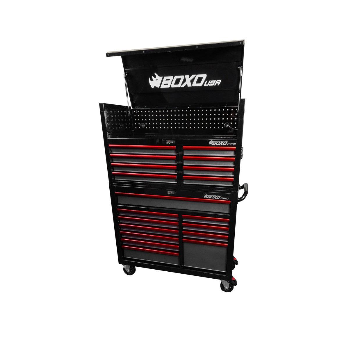 Pro Series | 45" 19-Drawer Rolling Tool Box | Black and Red