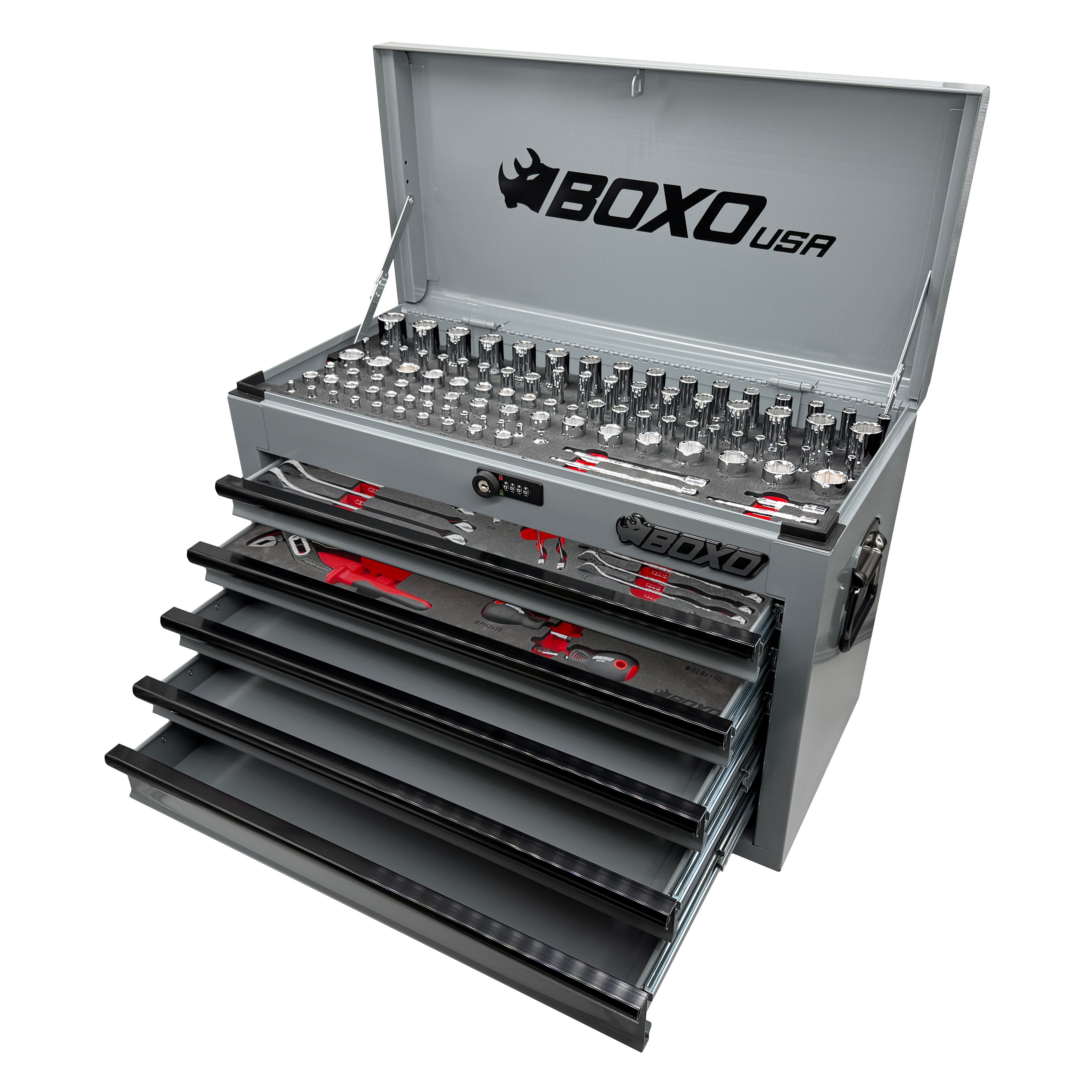 MotoBox | 103-Piece Metric Motorcycle Tool Set with 5-Drawer Hand Carry Tool Box
