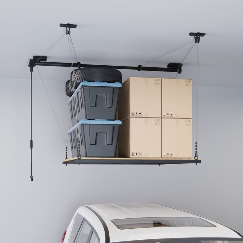 GL2 4x4 FT Garage Lifting Storage Rack with rubberwood deck