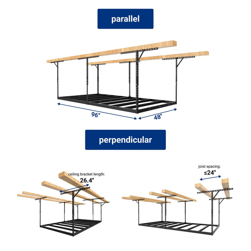 Max Series Frame 4′ x 8′ Heavy Duty Overhead Garage Storage Rack
