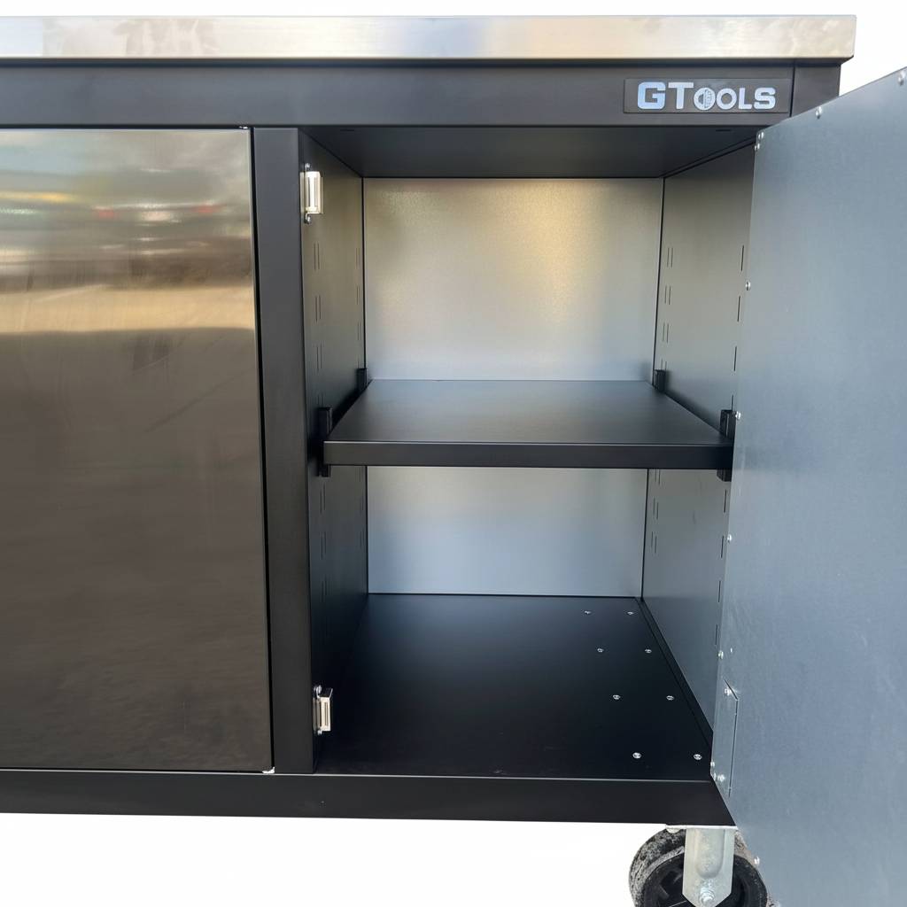 Large Steel 71" Garage Island Workbench – Stainless Steel Top