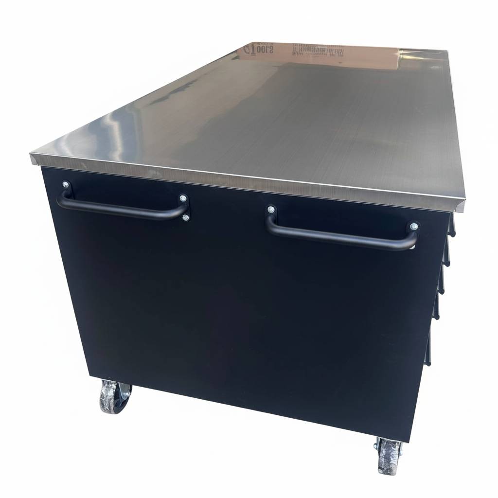 Large Steel 71" Garage Island Workbench – Stainless Steel Top