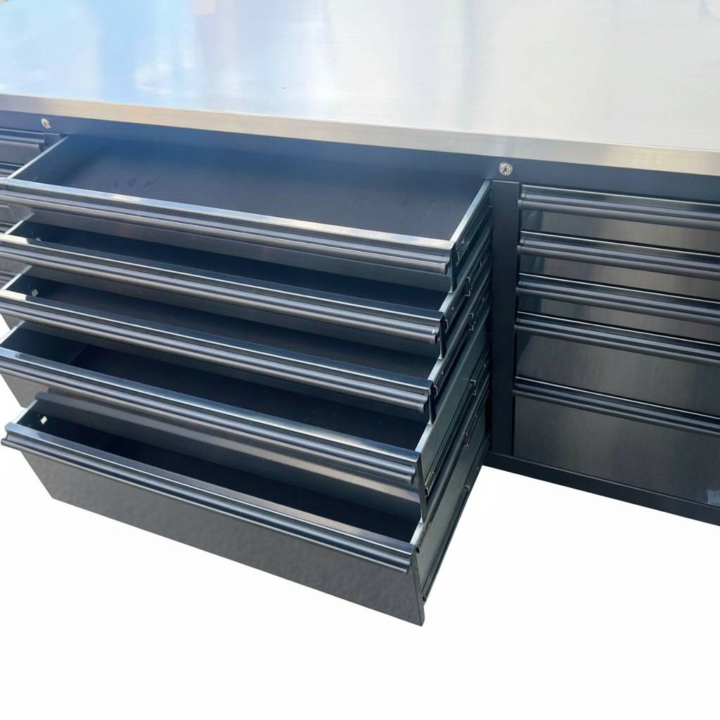 Large Steel 71" Garage Island Workbench – Stainless Steel Top