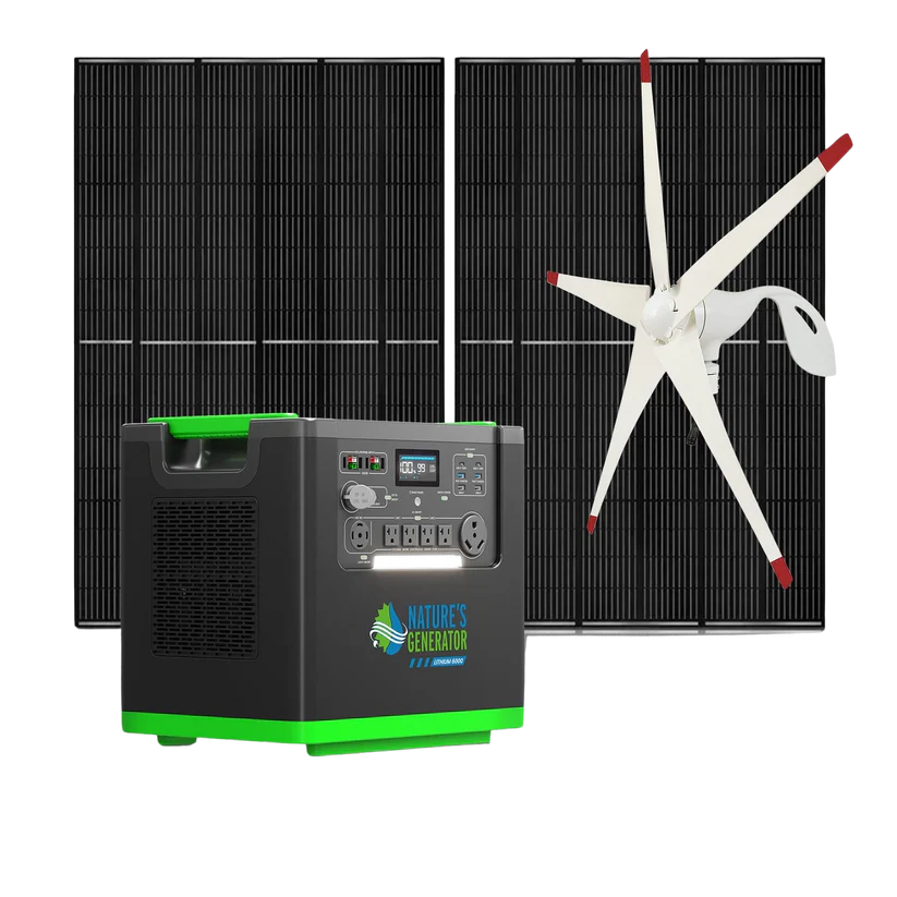 Nature's Generator Lithium 6000 with Solar Panels and Wind Turbine